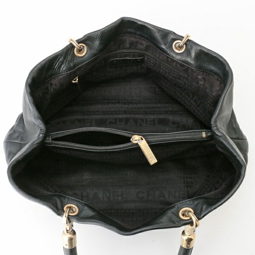 Caviar Skin Leather Cowhide Black Champagne Gold Metal Fittings - Picture 3 of 6